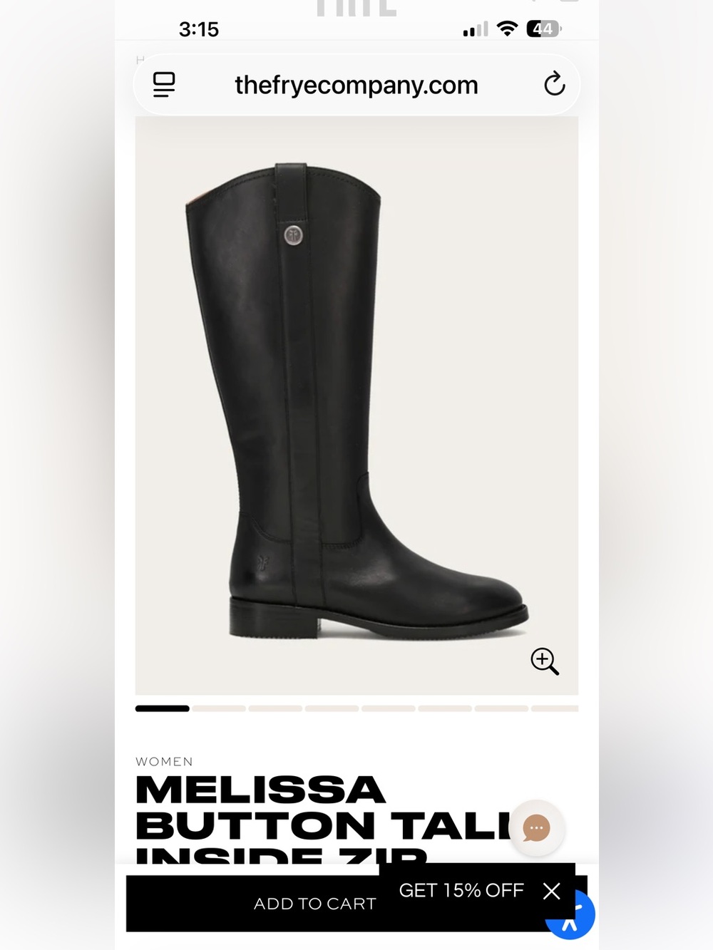 Frye Melissa Button Tall Inside Zip Black Leather Boots 7B